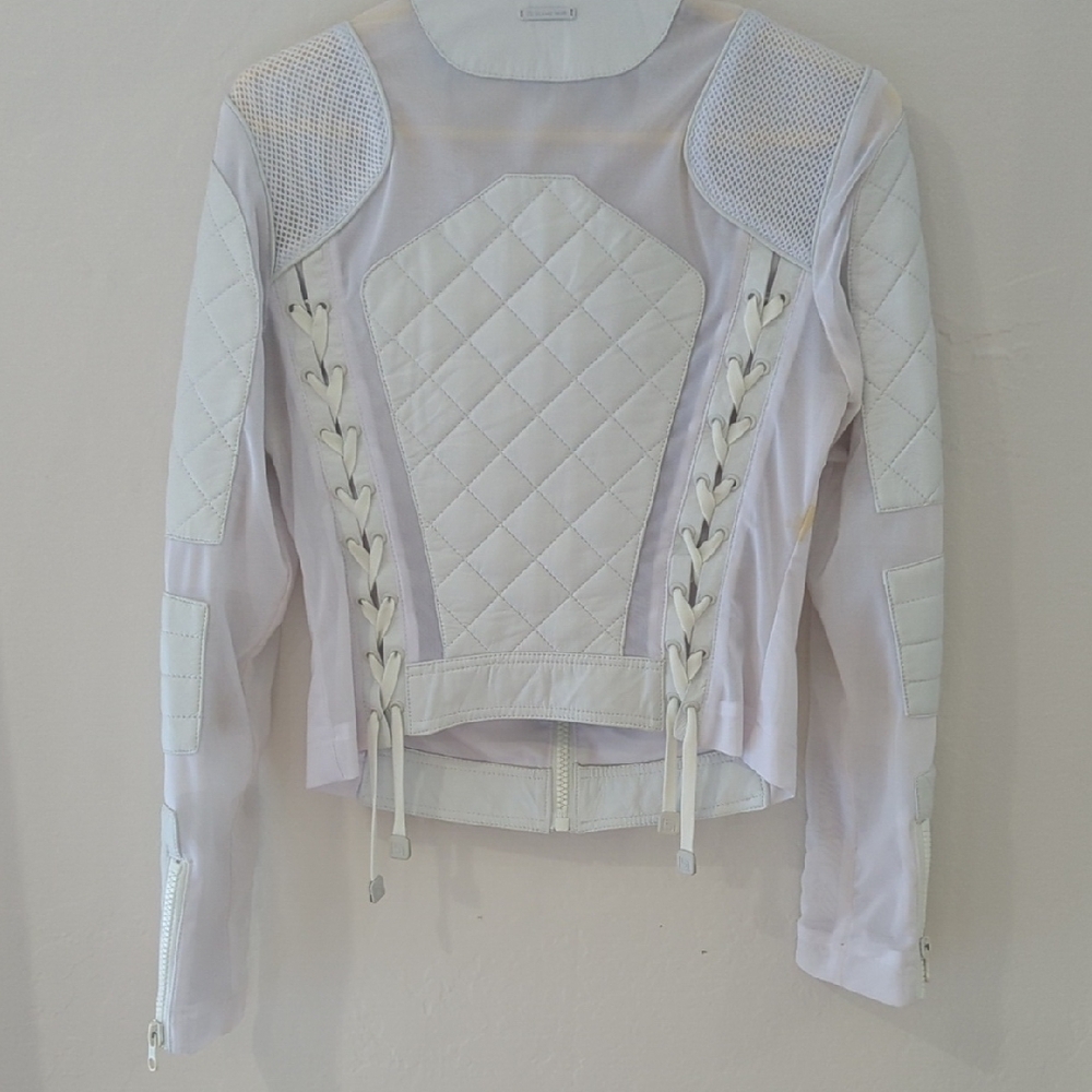 🩷Blanc Noir Quilted White Moto Jacket🩷 - Picture 3 of 12